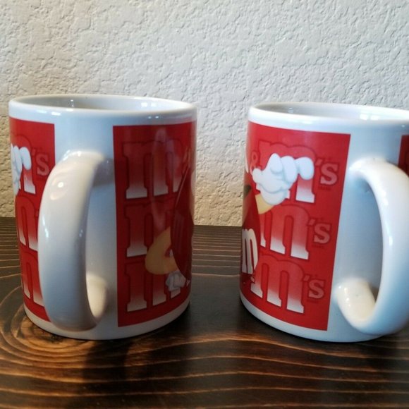 Red M&Ms Candy Coffee Tea Mug Cup Mars Galerie Pair Set of 2 - Picture 4 of 8